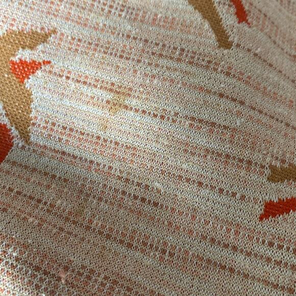 Herbert Levy Vintage 1940s Bird Print Orange Brown Textured Dress Pleats large - Picture 12 of 12